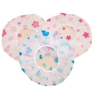 reysun bathroom adjustable waterproof elastic shower caps for women pack of 3, multi color ideal for body, parlor, and home use