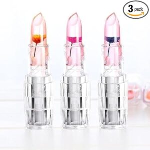 floral charm with waterproof flower lipstick jelly flower transparent color changing lipstick (pack of 3)