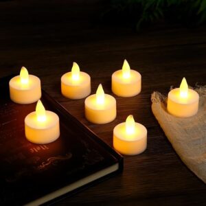harshlove led tea light candles, flameless battery operated, pack of 24, warm white
