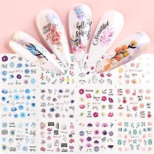 12 sheets floral nail art stickers: vibrant water decals for stunning nail designs