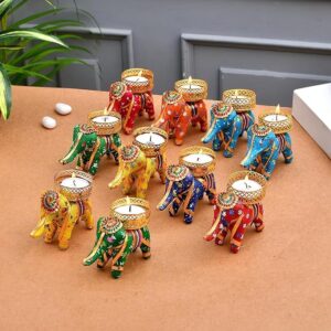 harshlove latest elephant tealight candles holder for birthday, diwali, festival decoration christmas corporate gifts elephant tealight candle holder home decoration items for diwali ack of 10