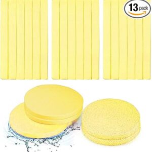 2pc magic compressed makeup sponge & 100pc artificial white nails makeup puff set reusable, microfiber, waterproof blender for liquid concealer, foundations, and powder