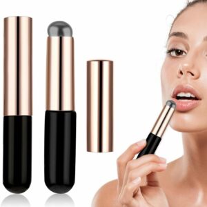 portable lip balm applicator stick, rose gold and black, mini travel size