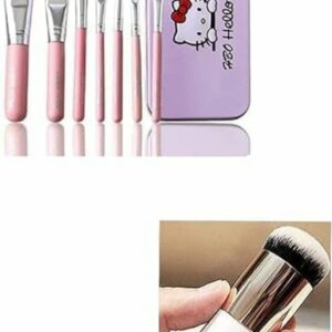 combo hello kitty mini pink makeup brush set of 7 including a white blush brush