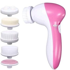 5 in 1 electric facial massager & cleansing brush – face & body exfoliator, skin care tool, gentle deep clean & massage kit for women – rechargeable beauty device