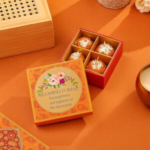pleasing forest ladoo shape wax candles gift pack | decorative tealight candles for diwali, wedding return gifts, festive décor & home fragrance | set of 4 scented candles (4 pcs)