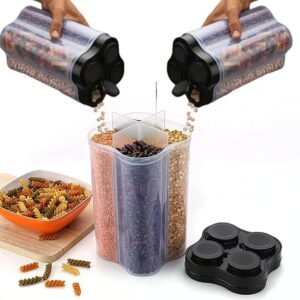 4 in 1 kitchen storage box set – plastic containers for kitchen storage | multipurpose jars & boxes for spices, grains & snacks | durable & space saving design (pack of 1)
