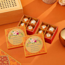 pleasing forest ladoo shape wax candles gift pack | decorative tealight candles for diwali, wedding return gifts, festive décor & home fragrance | set of 4 scented candles (4 pcs)